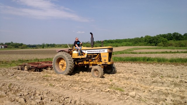 Caren on the tractor.